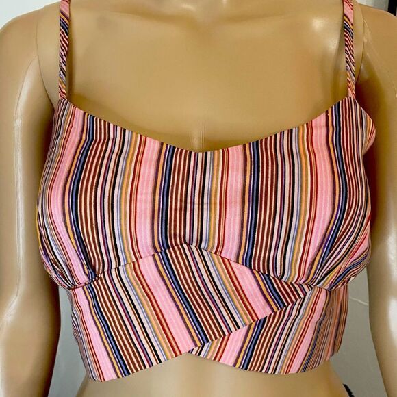 BOG Collective Candy Stripe Crop Tank Size Medium - Picture 2 of 4
